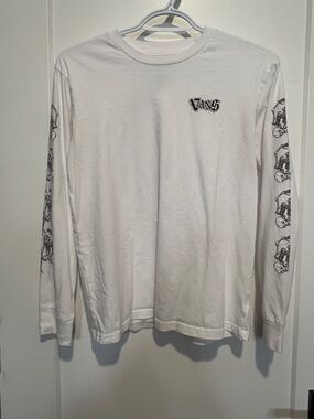 Vans White Long Sleeve Tee with Sleeve Skull Graphics